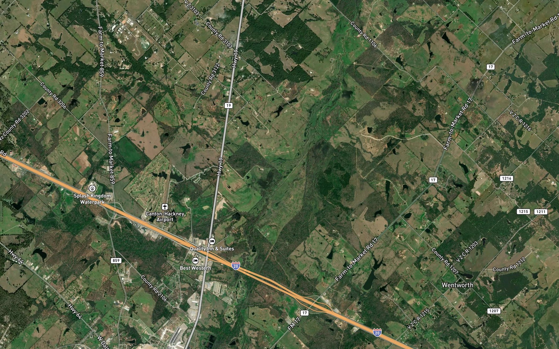 Satellite map of the Caney Creek