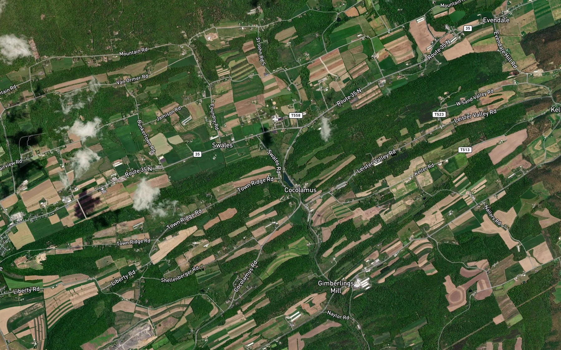 Satellite map of the Dunn Valley Creek