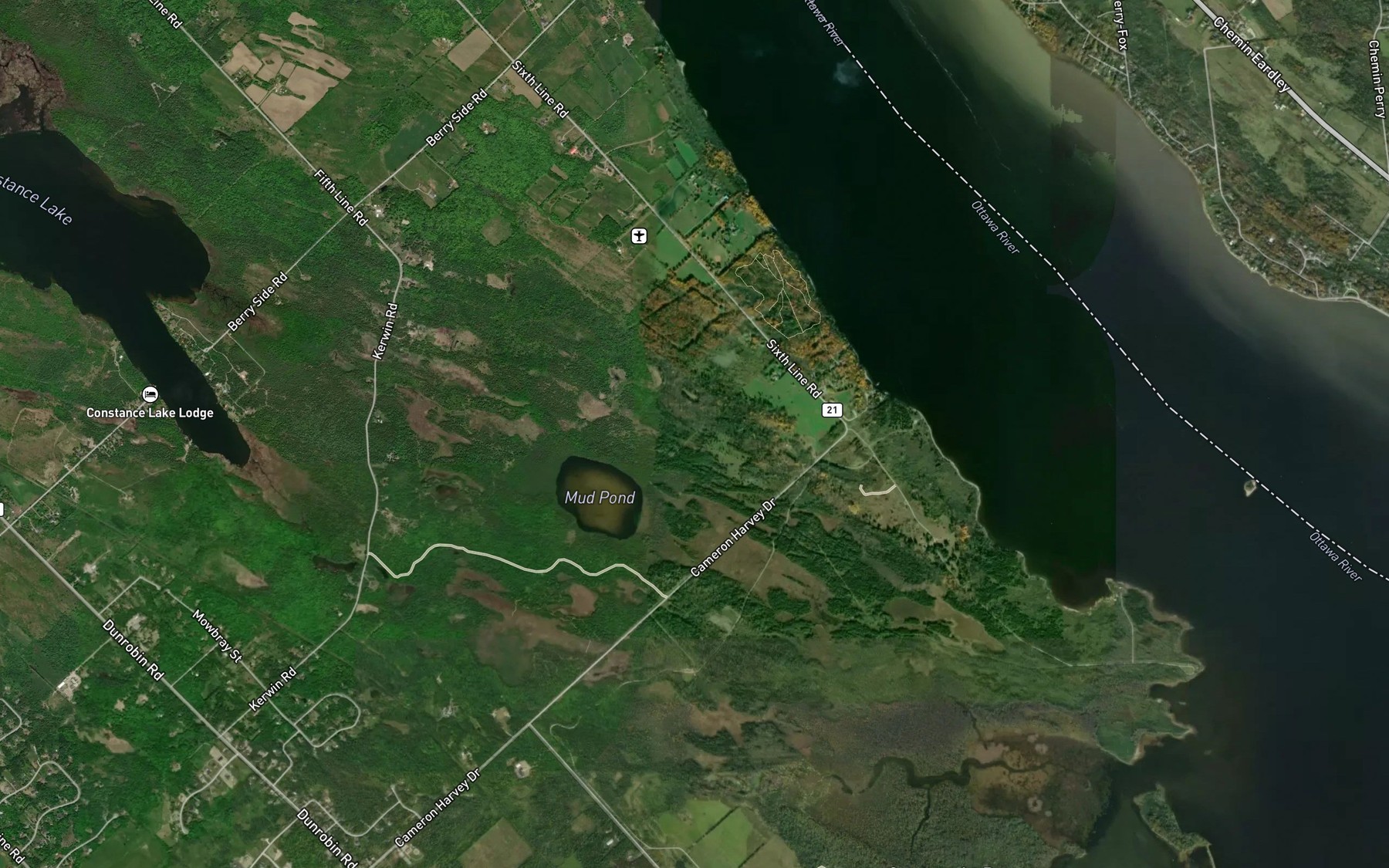 Satellite map of the Mud Pond
