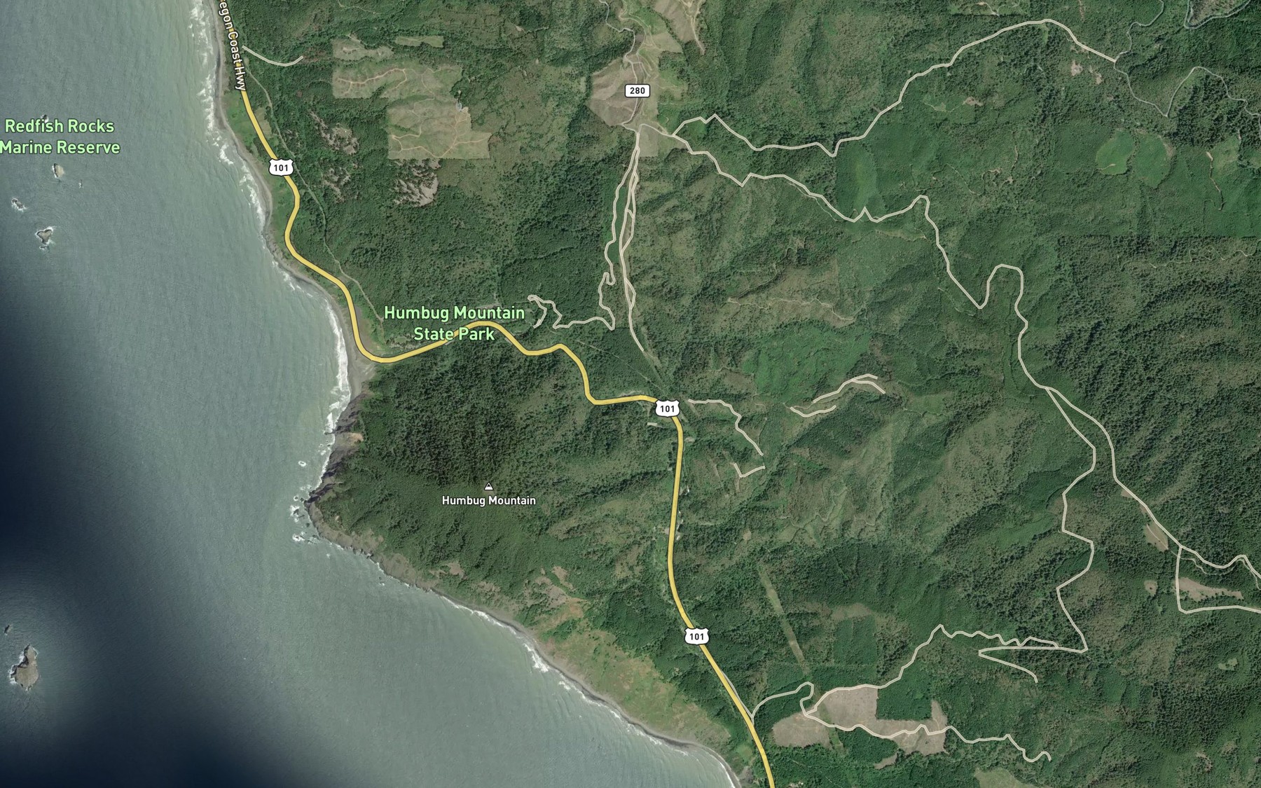 Satellite map of the Bear Creek