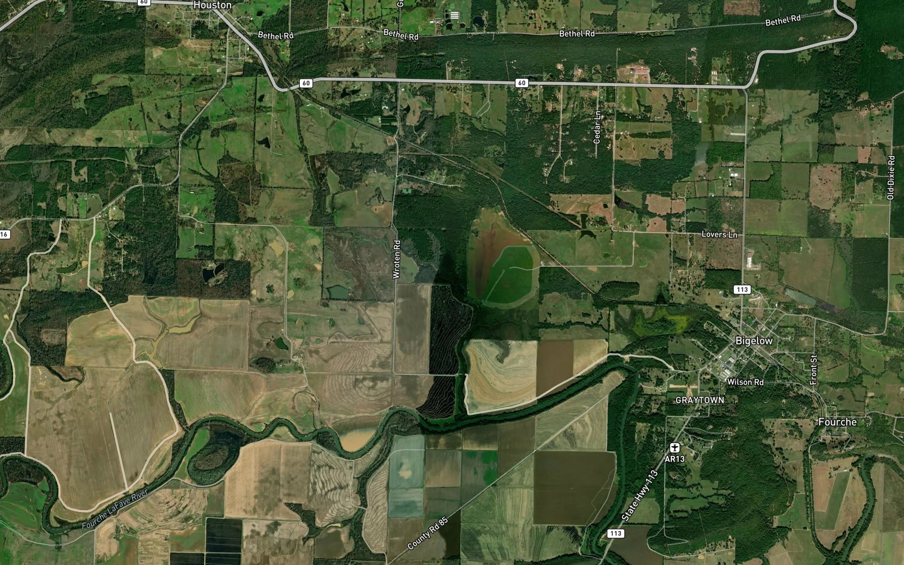 Satellite map of the West Fork Mill Creek