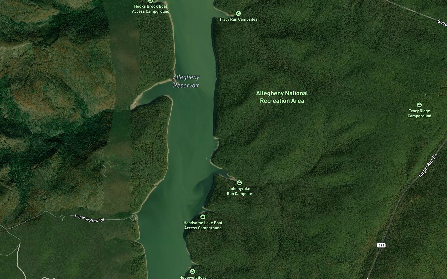 Satellite map of the Whisky Run