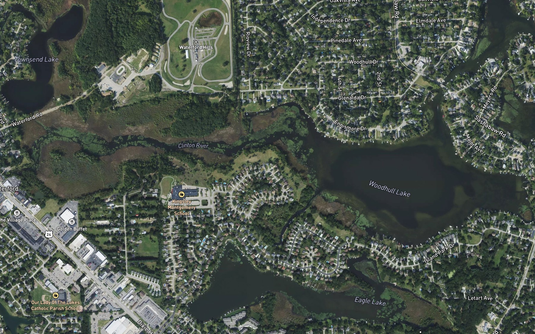 Satellite map of the Woodhull Lake