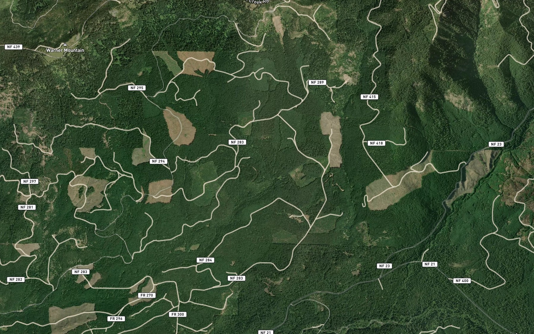 Satellite map of the South Fork Simpson Creek