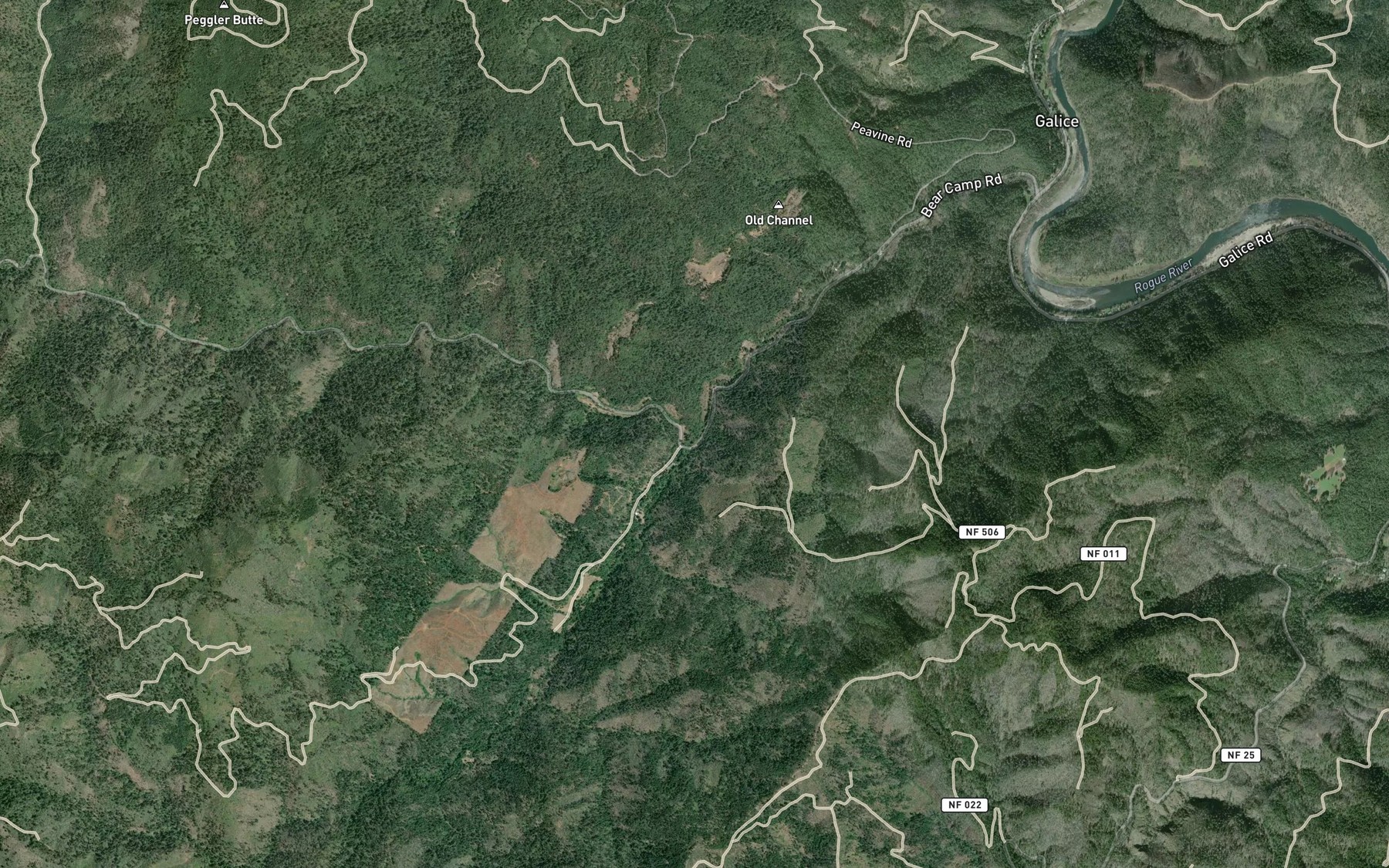 Satellite map of the South Fork Galice Creek