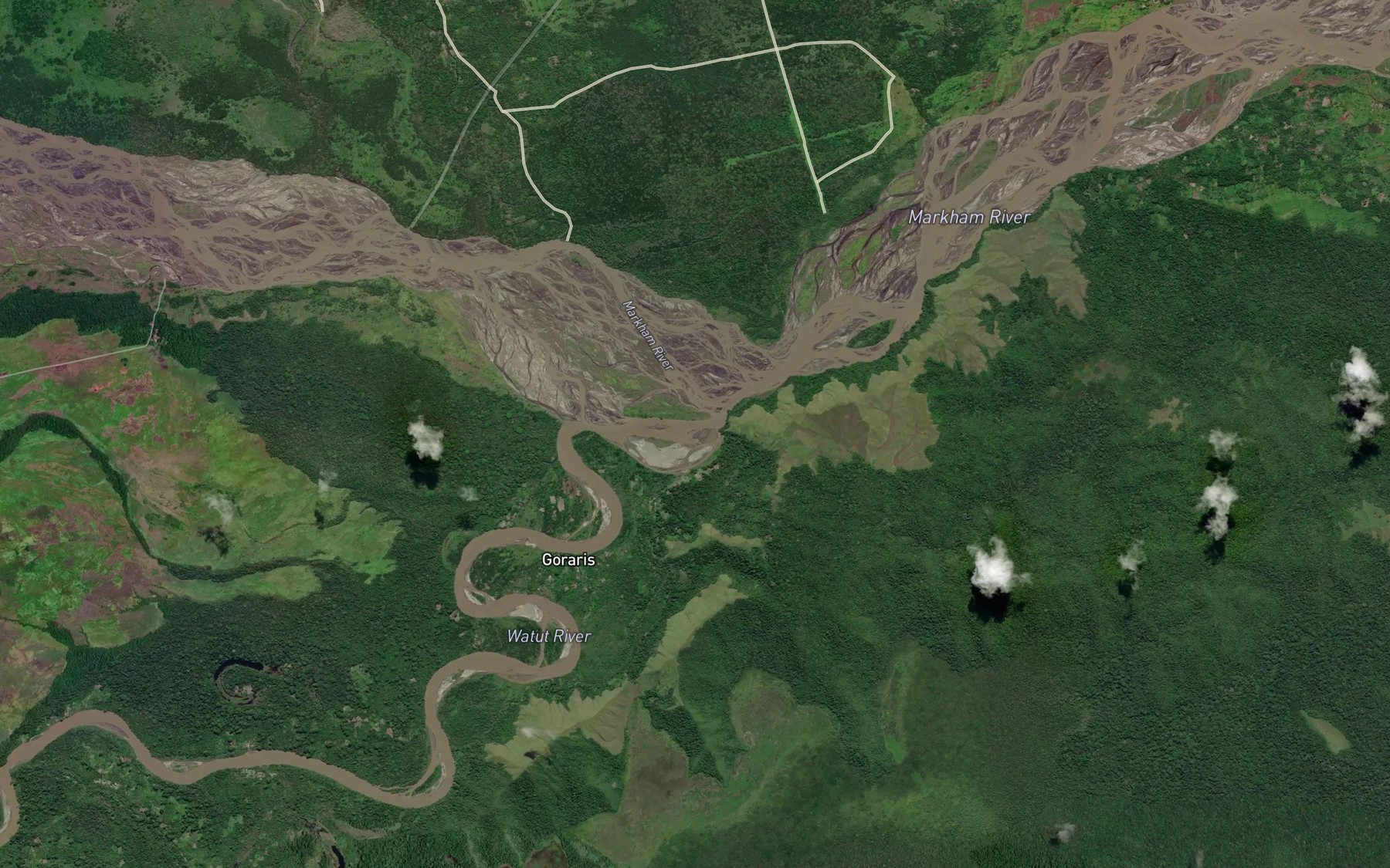 Satellite map of the Watut River