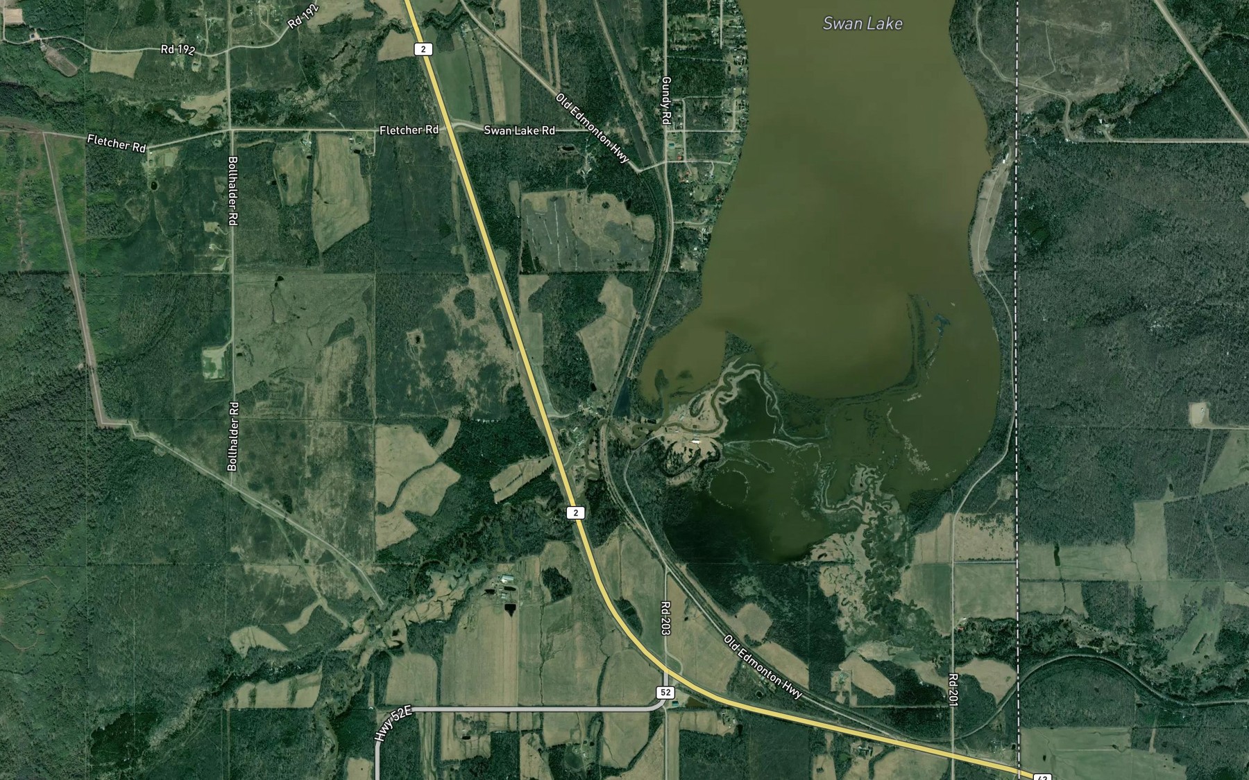 Satellite map of the Tupper Creek