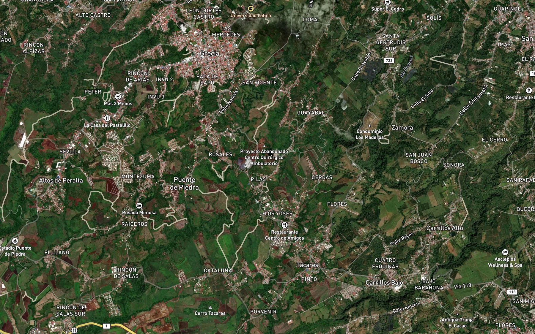 Satellite map of the Quebrada Las Lajas
