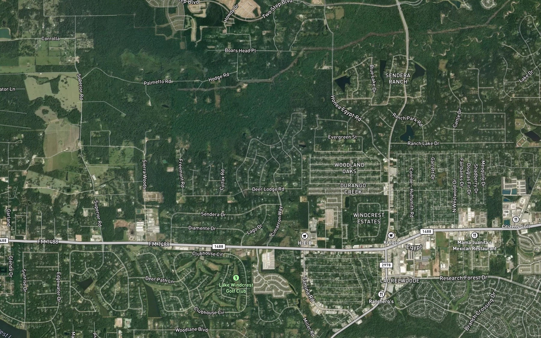 Satellite map of the Mayhaw Pond