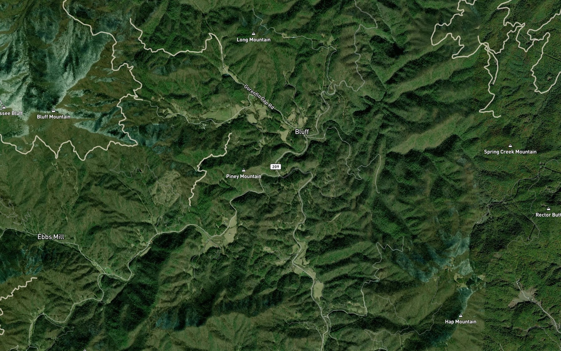 Satellite map of the Meadow Fork