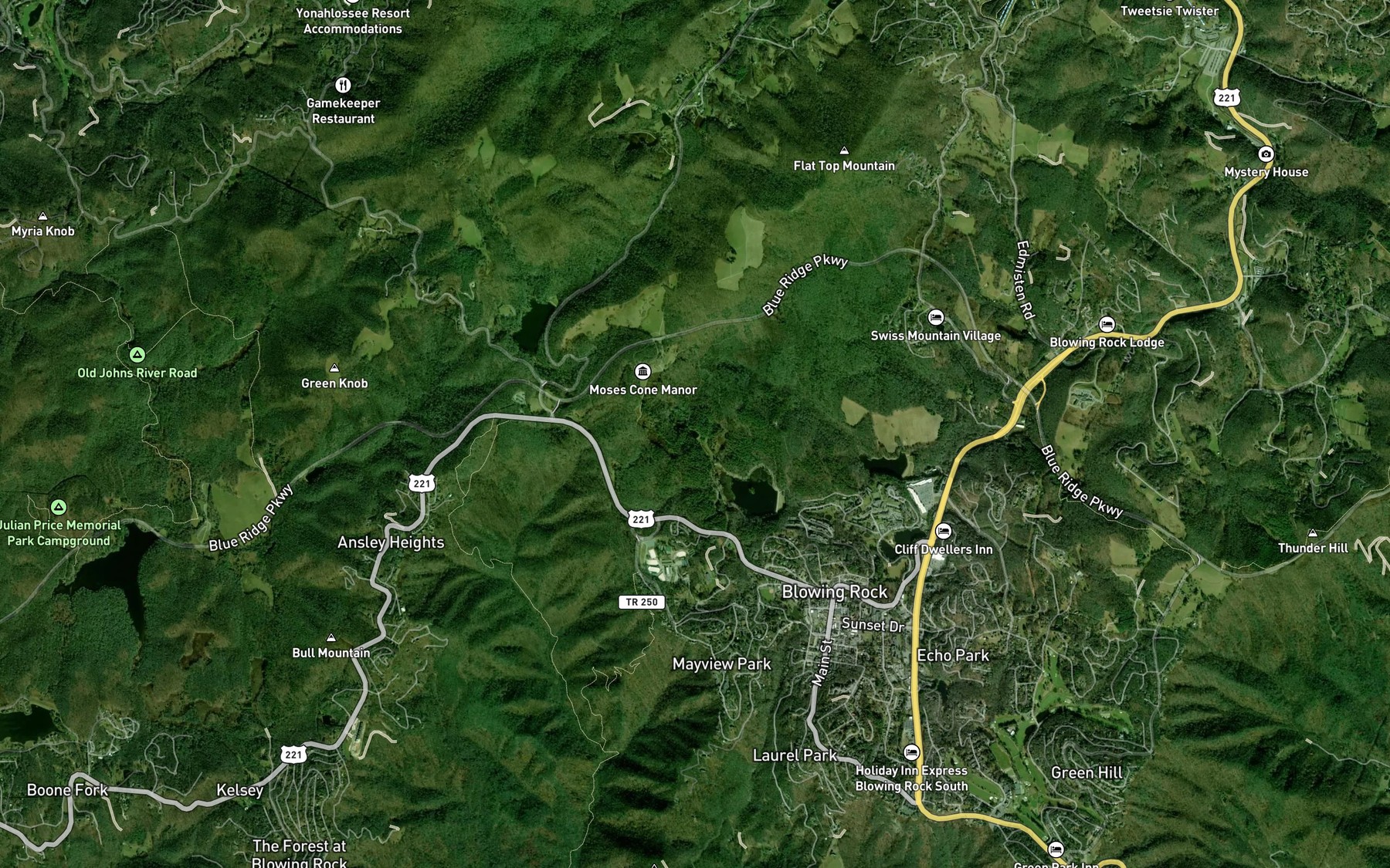 Satellite map of the Heart Lake
