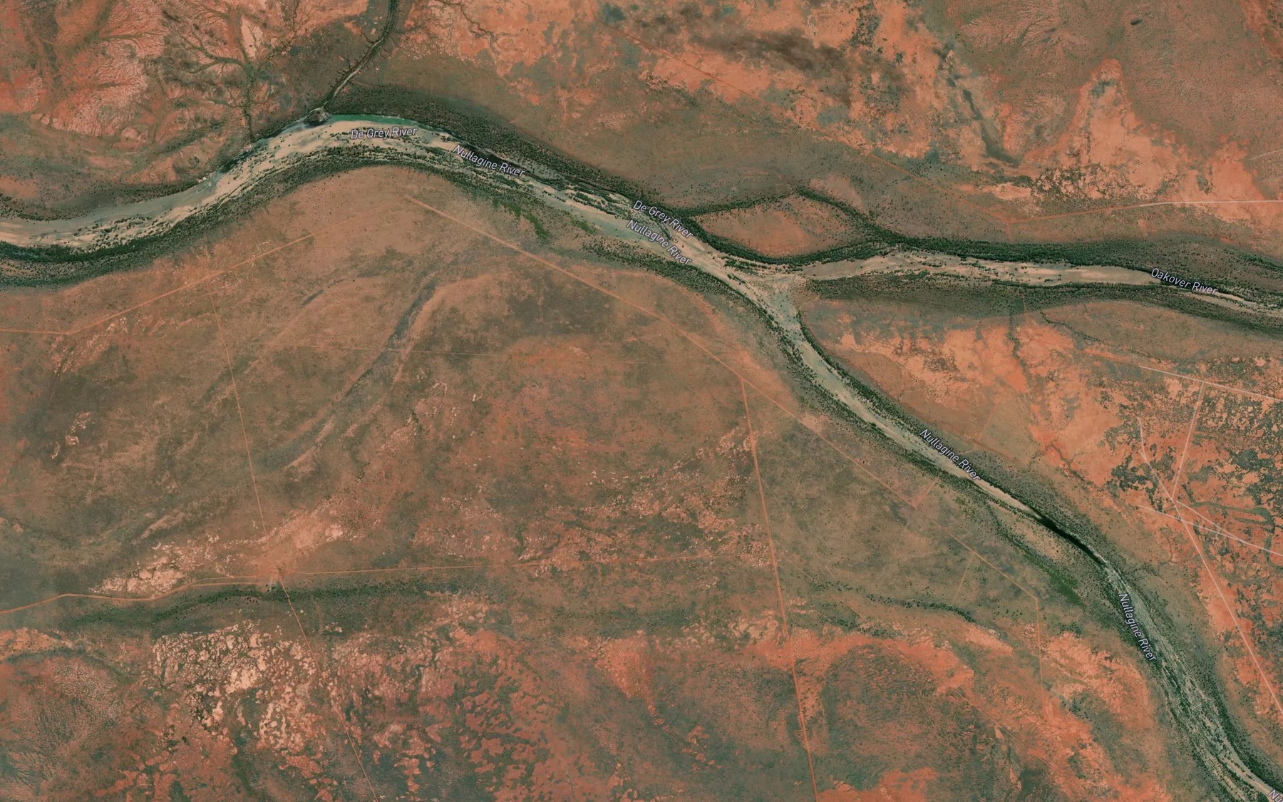 Satellite map of the Nullagine River