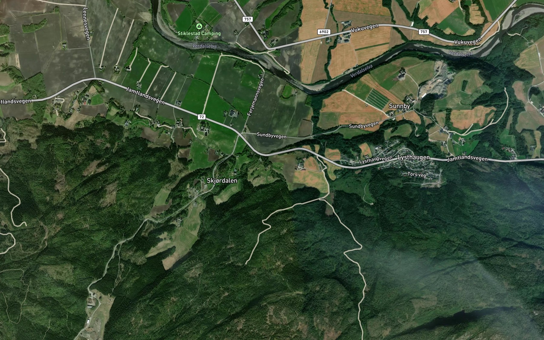 Satellite map of the Skruddubekken