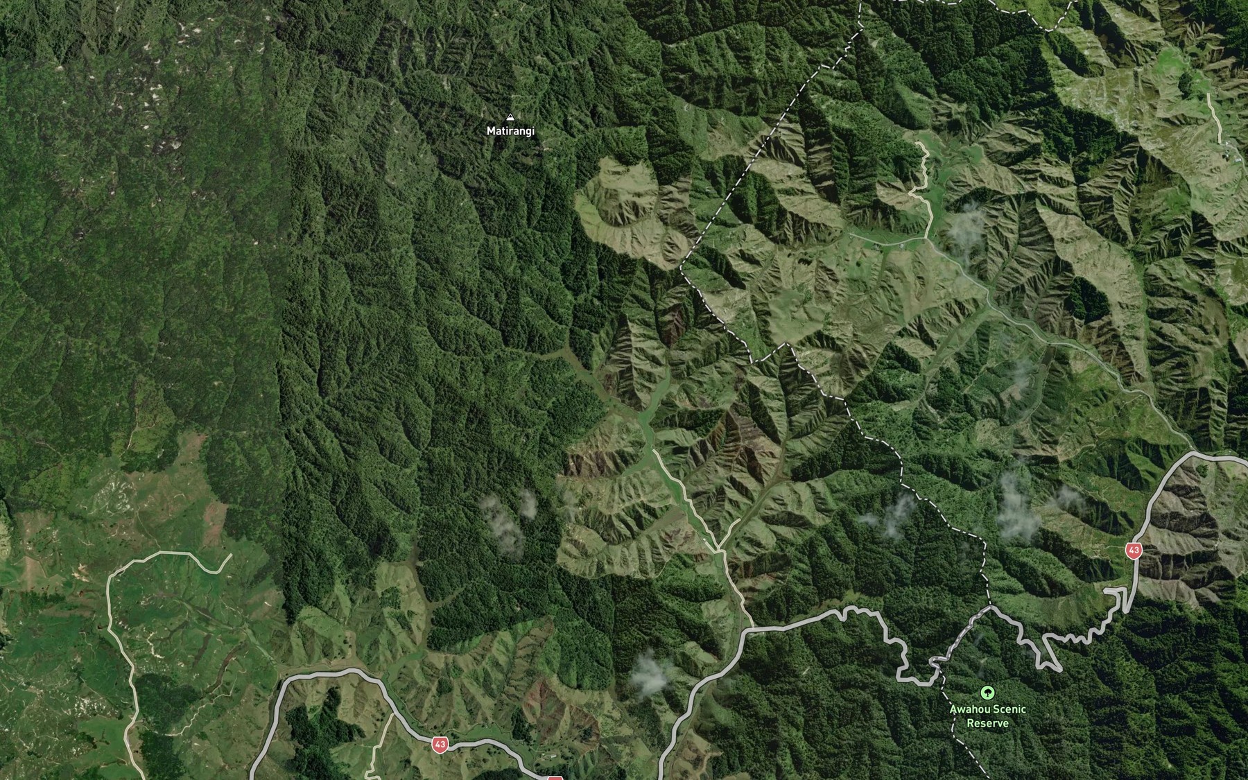 Satellite map of the Pohokura Stream