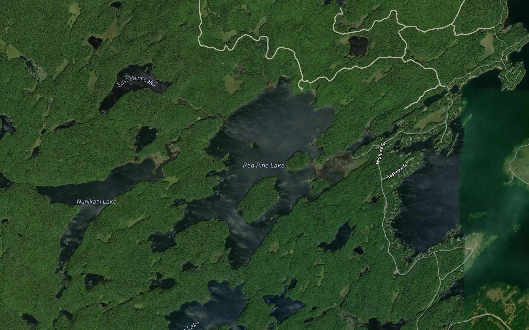Satellite map of the Red Pine Lake
