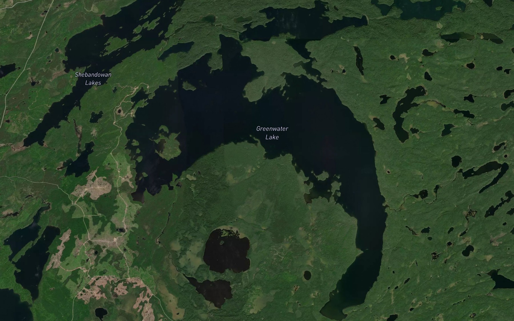 Satellite map of the Greenwater Lake