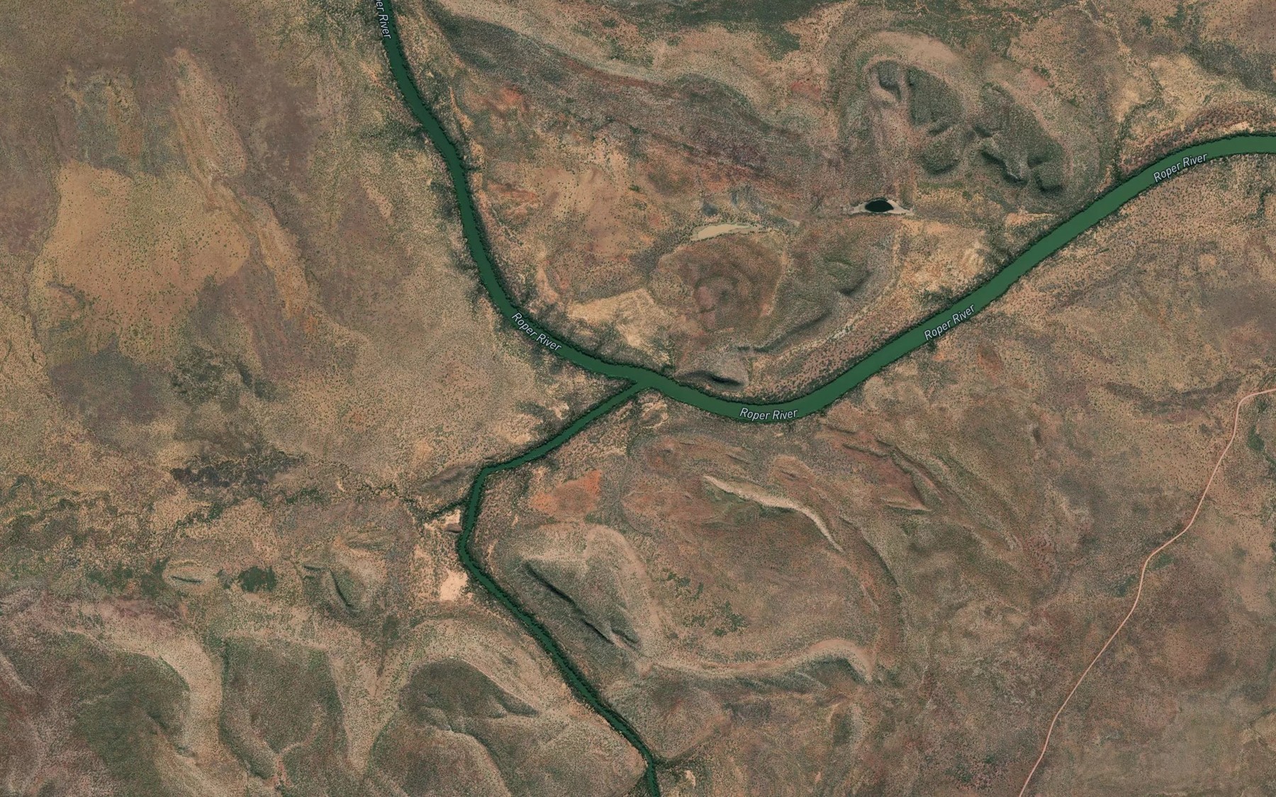 Satellite map of the Hodgson River