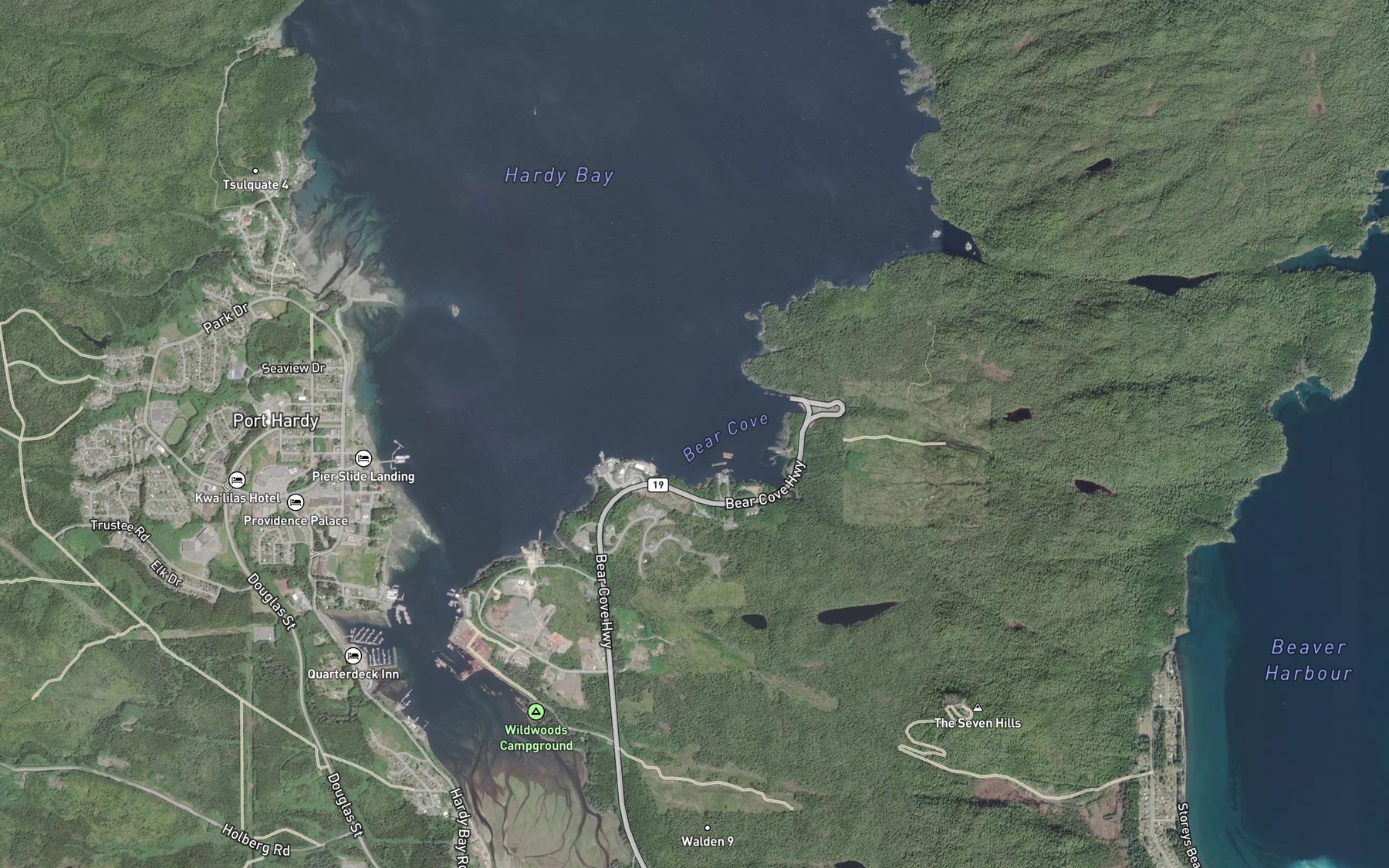 Satellite map of the Bear Cove