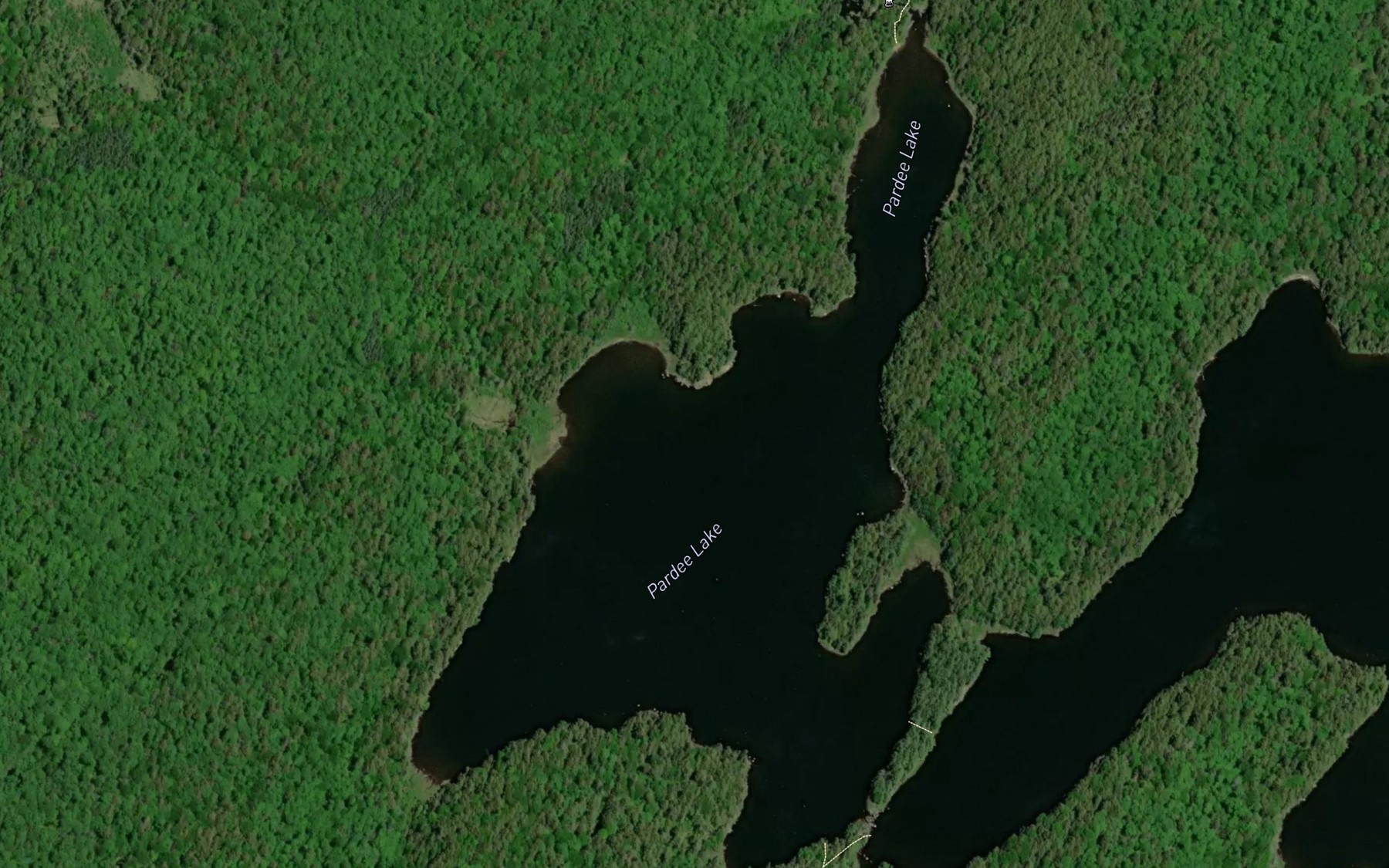 Satellite map of the Pardee Lake