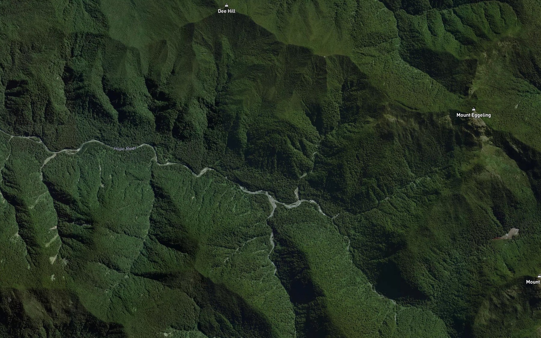 Satellite map of the Hope River
