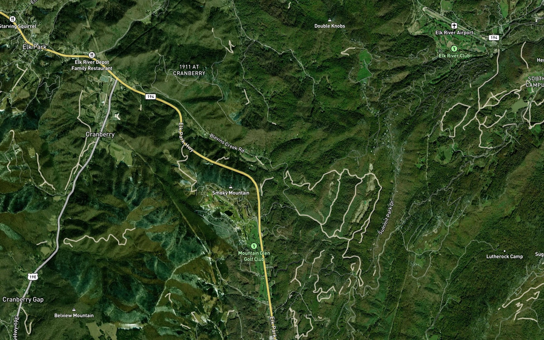 Satellite map of the Greenbrier Creek