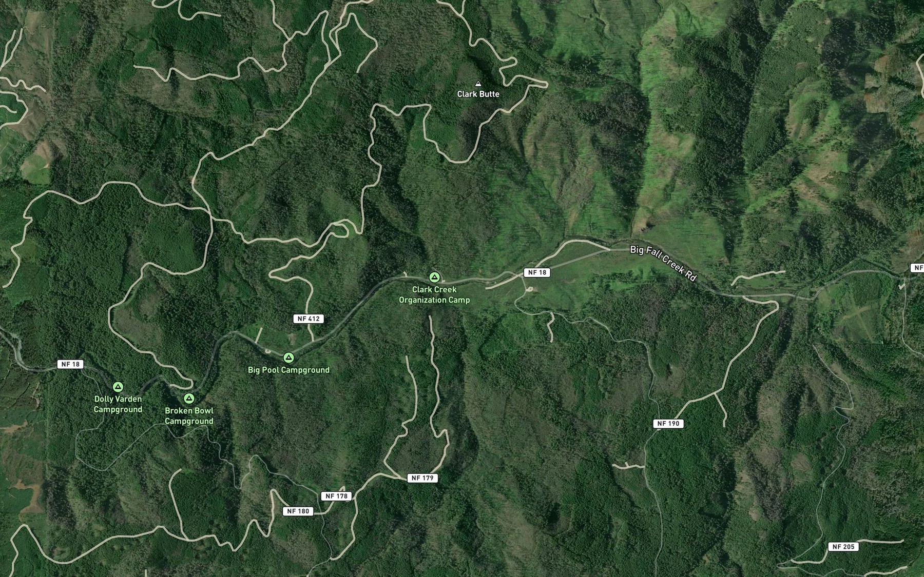 Satellite map of the Timber Creek