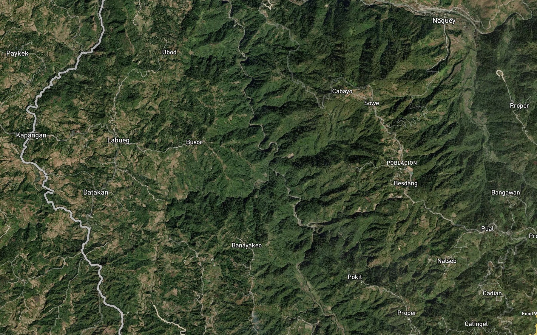 Satellite map of the Bosok Creek