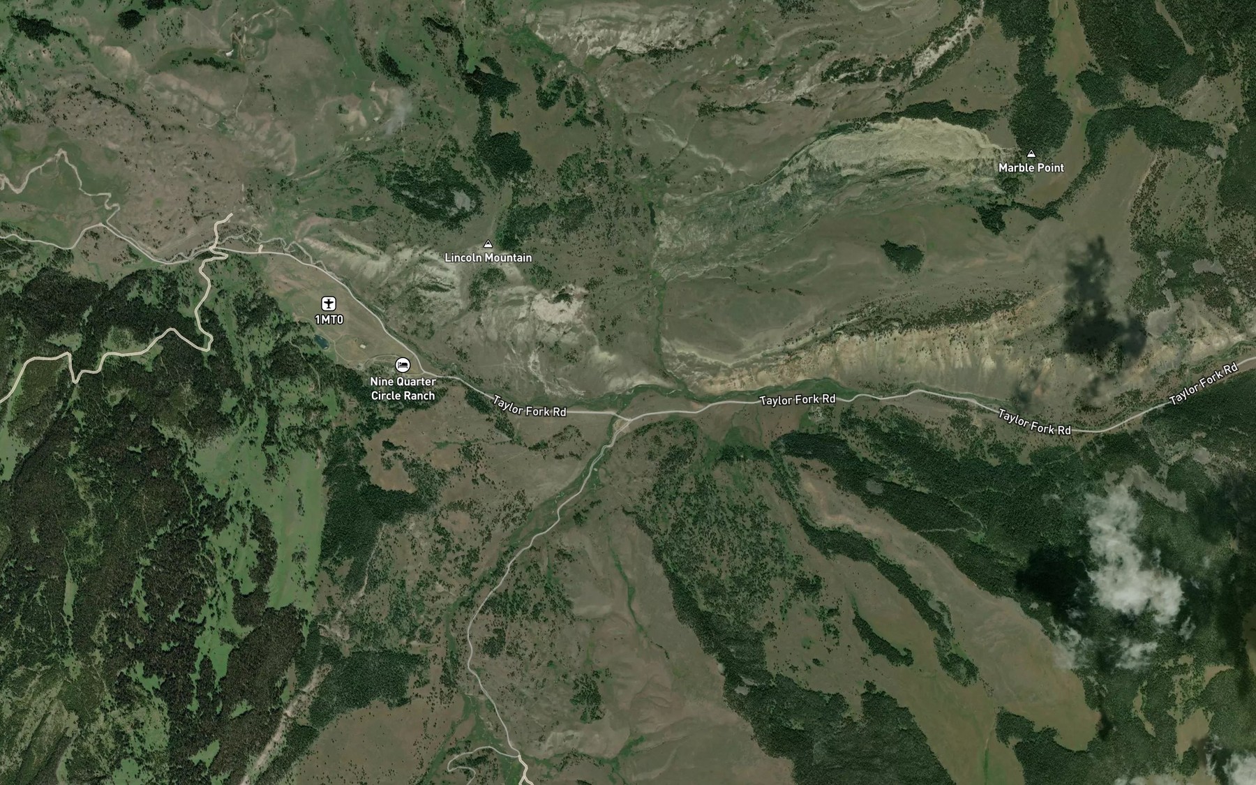 Satellite map of the Wapiti Creek