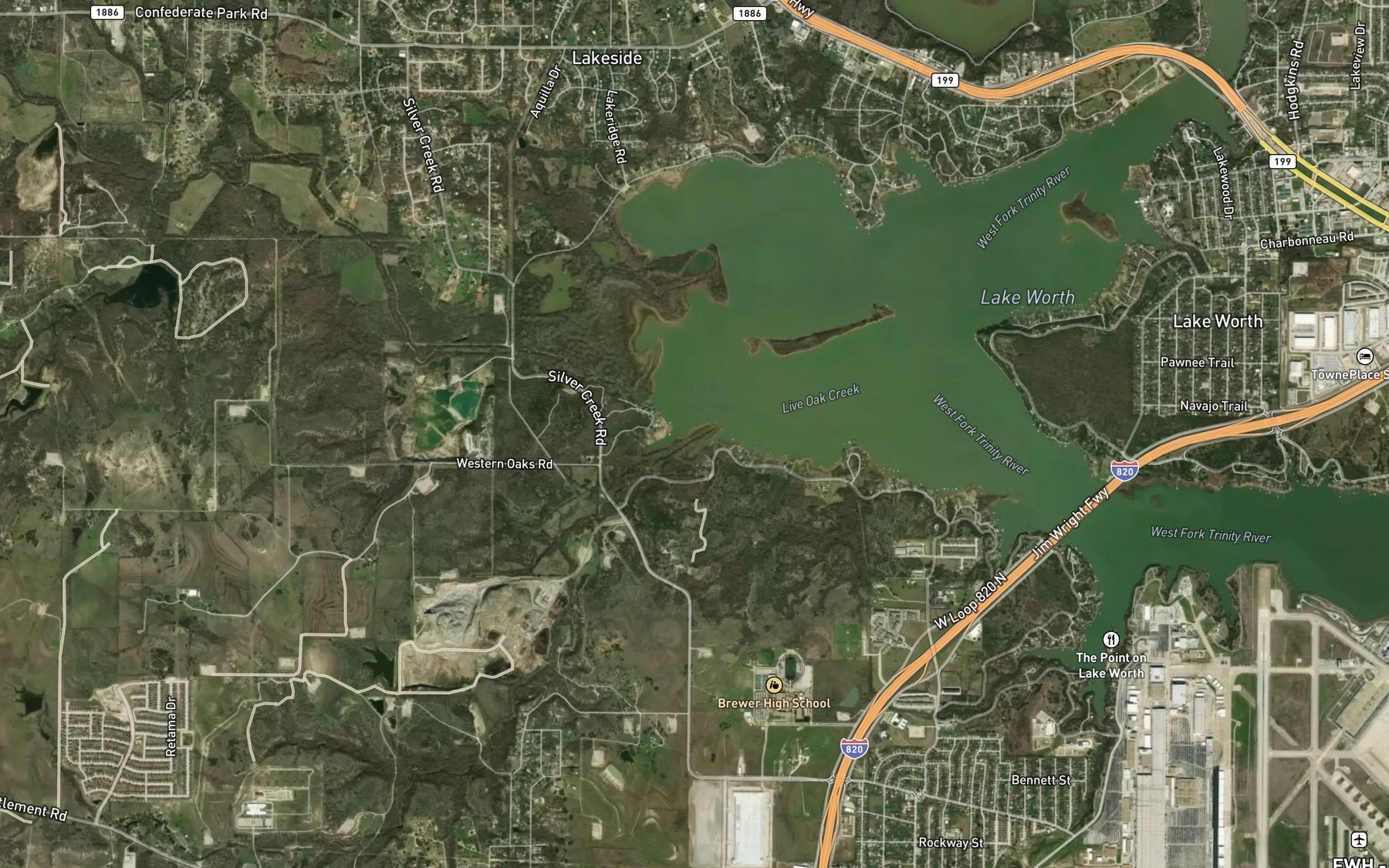Satellite map of the Live Oak Creek