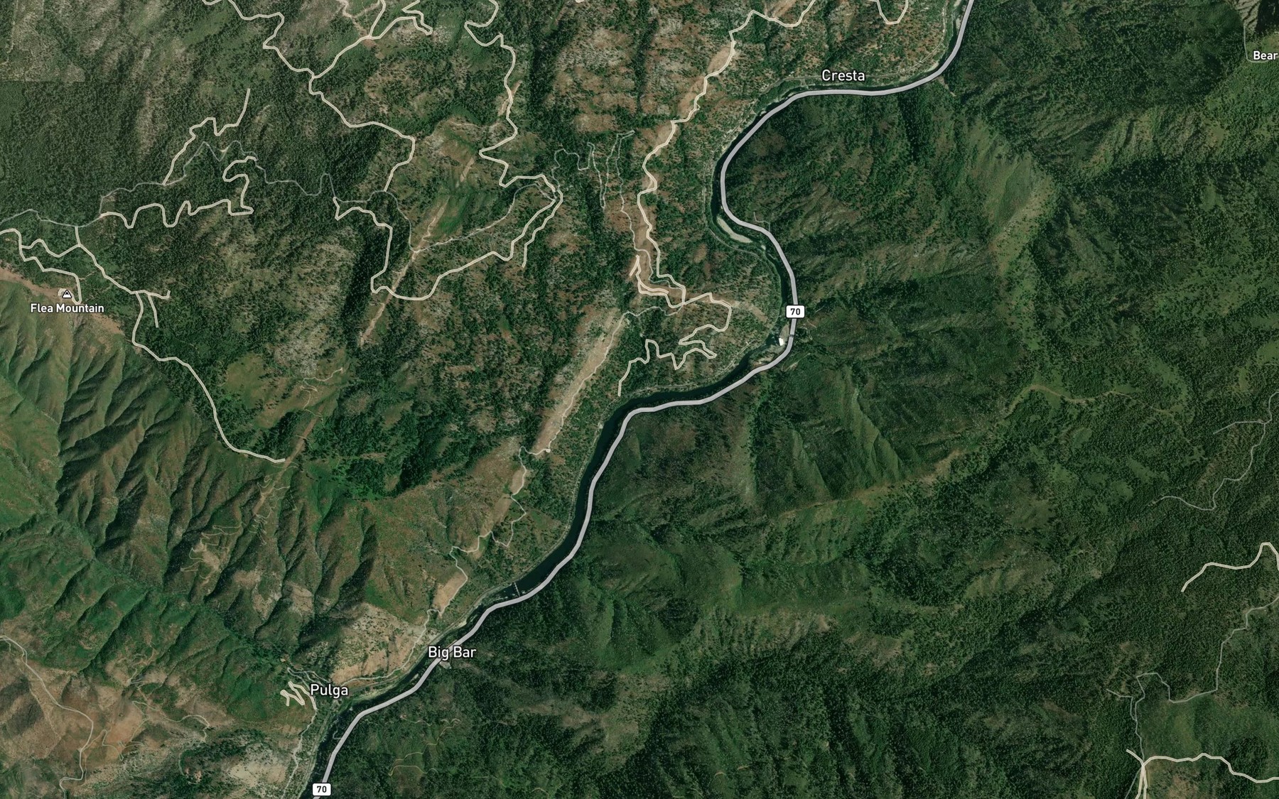Satellite map of the Camp Creek