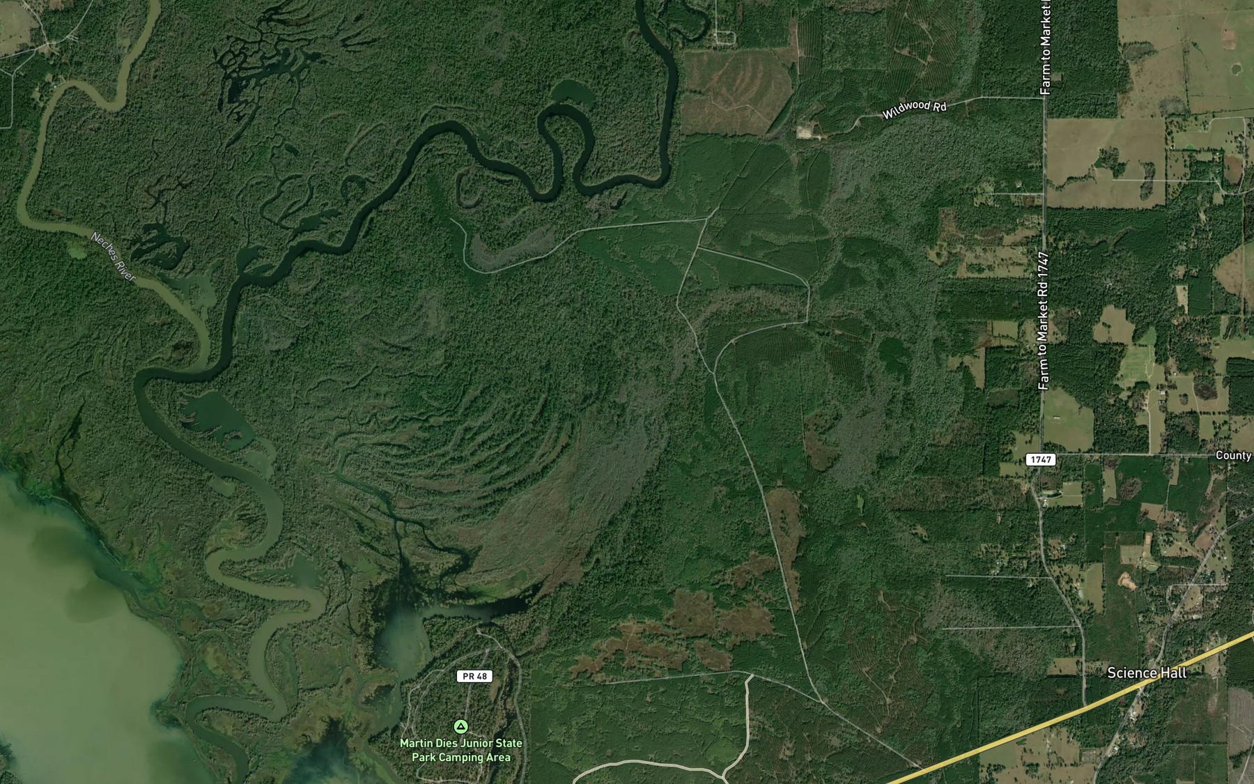 Satellite map of the Kelly Branch