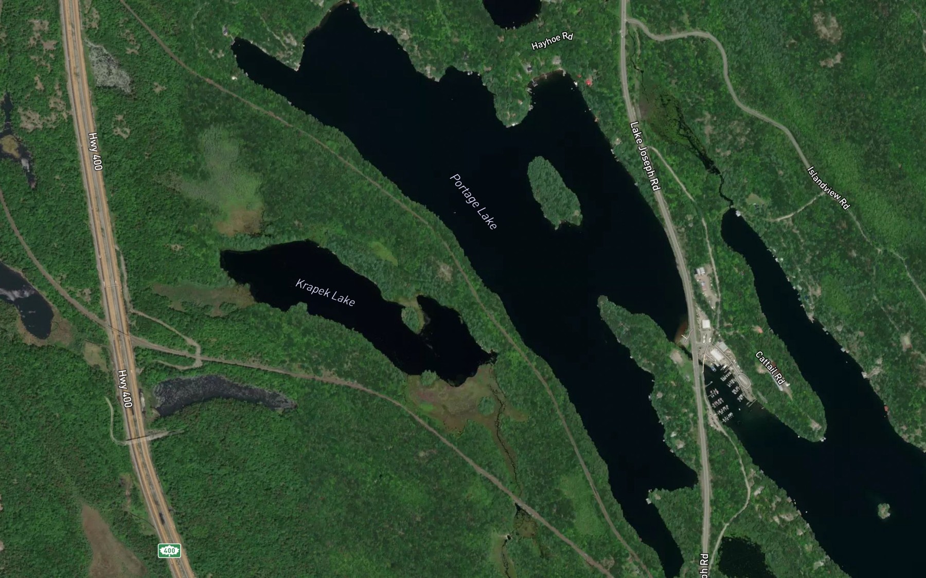Satellite map of the Portage Lake