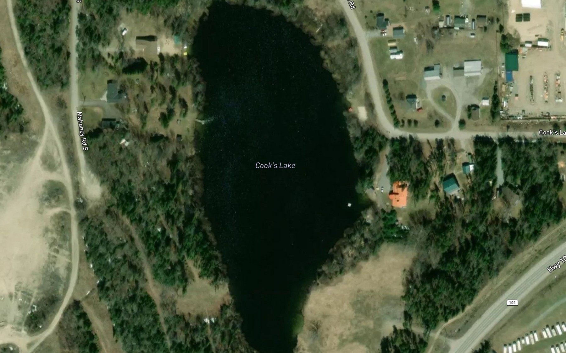 Satellite map of the Cook's Lake
