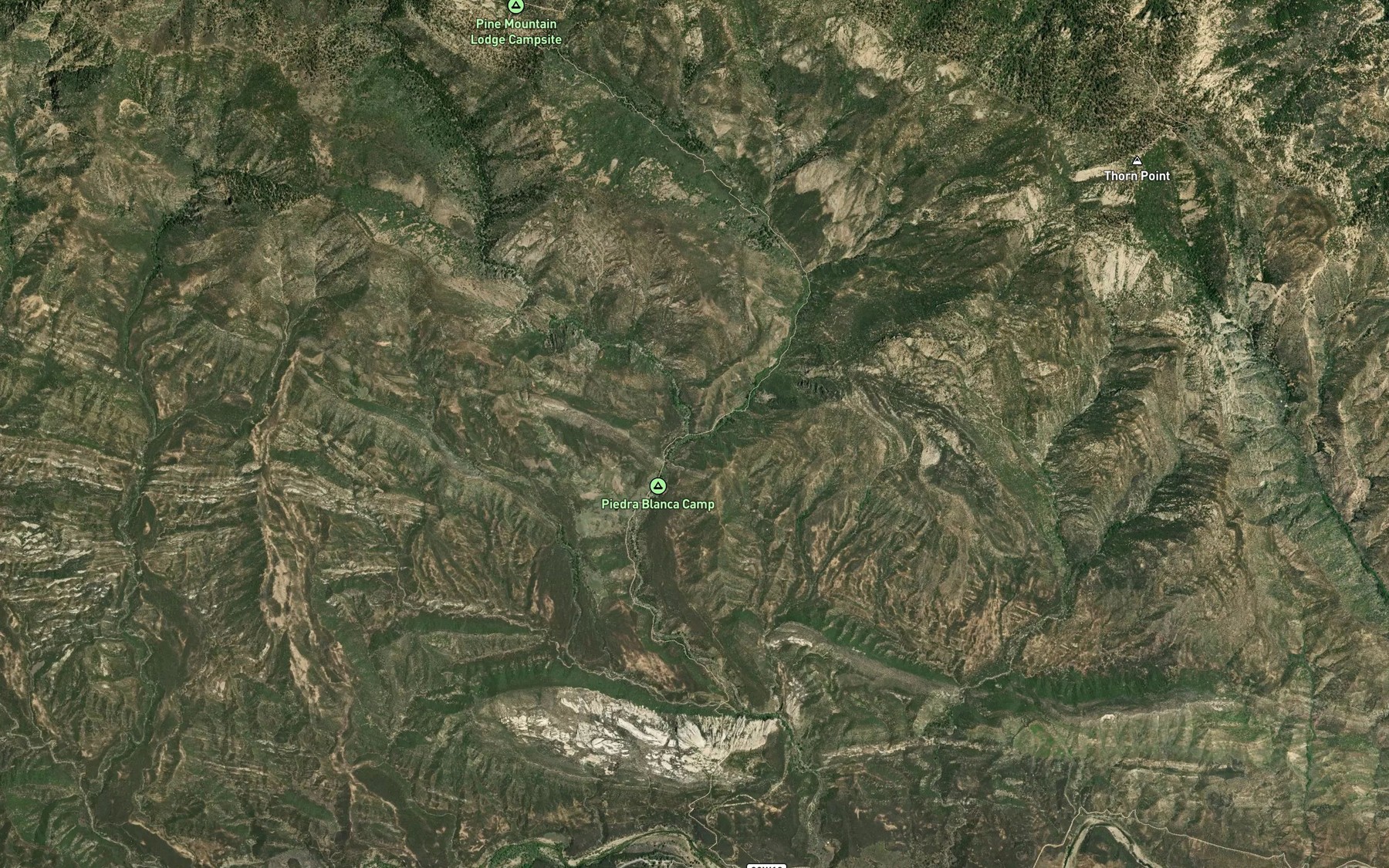 Satellite map of the North Fork Piedra Blanca Creek