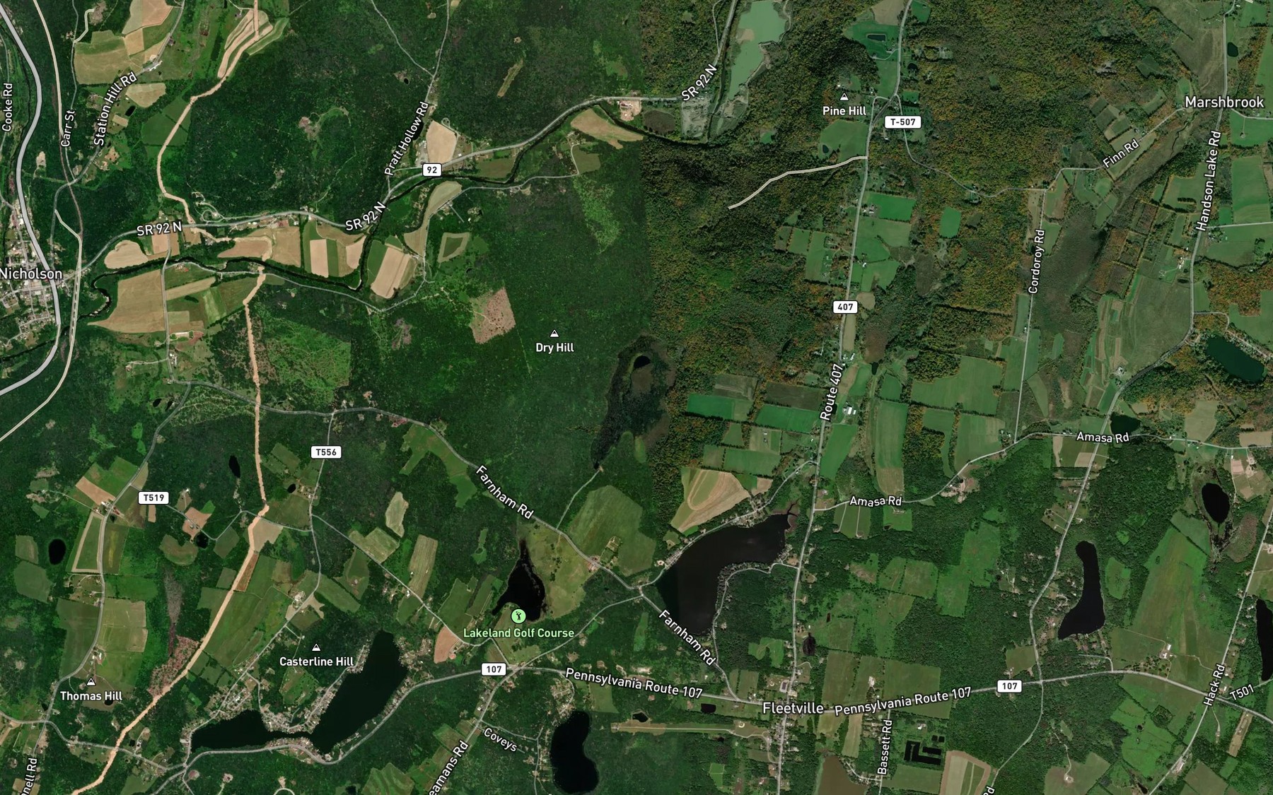 Satellite map of the Baylors Mud Pond