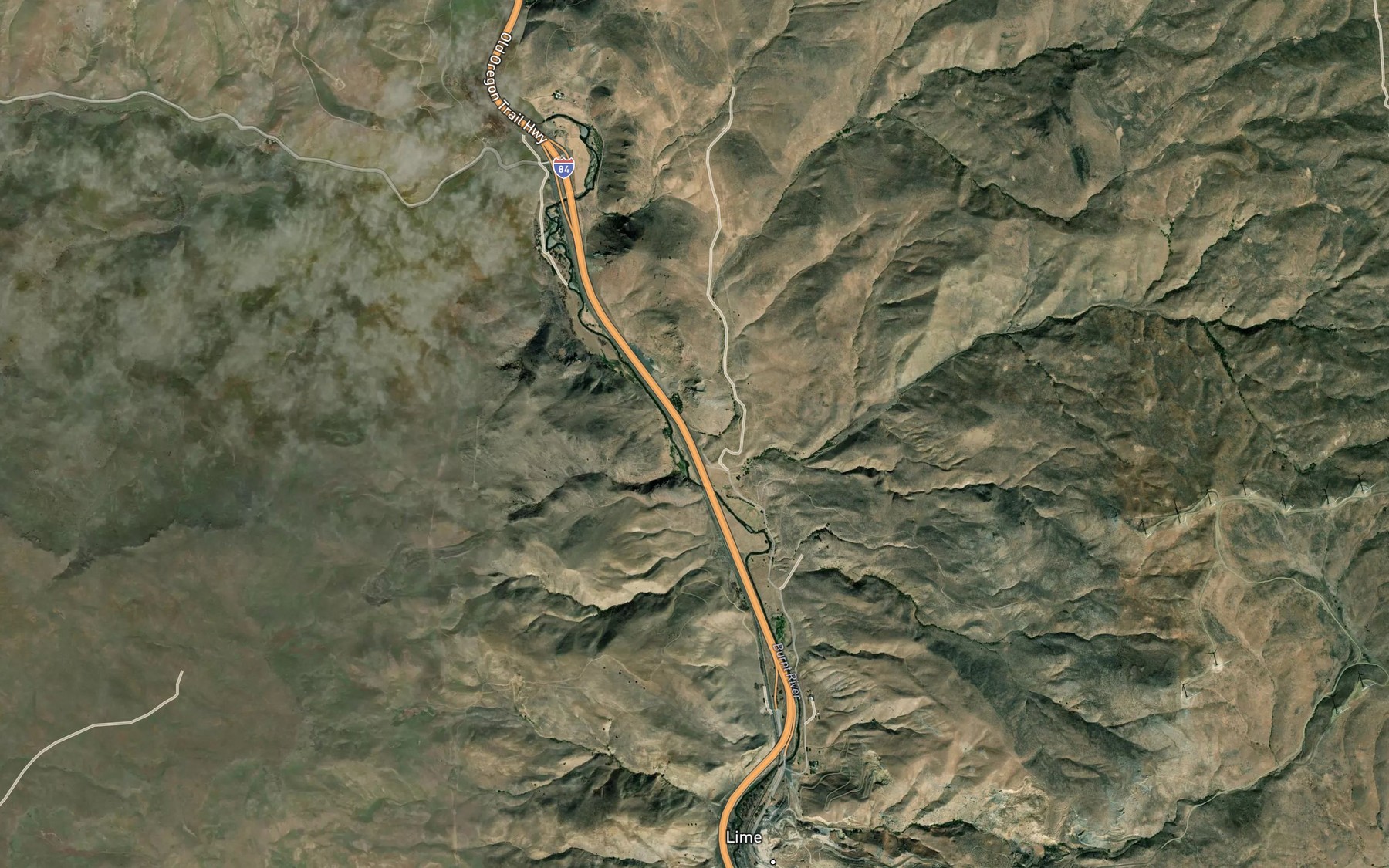 Satellite map of the Powell Creek