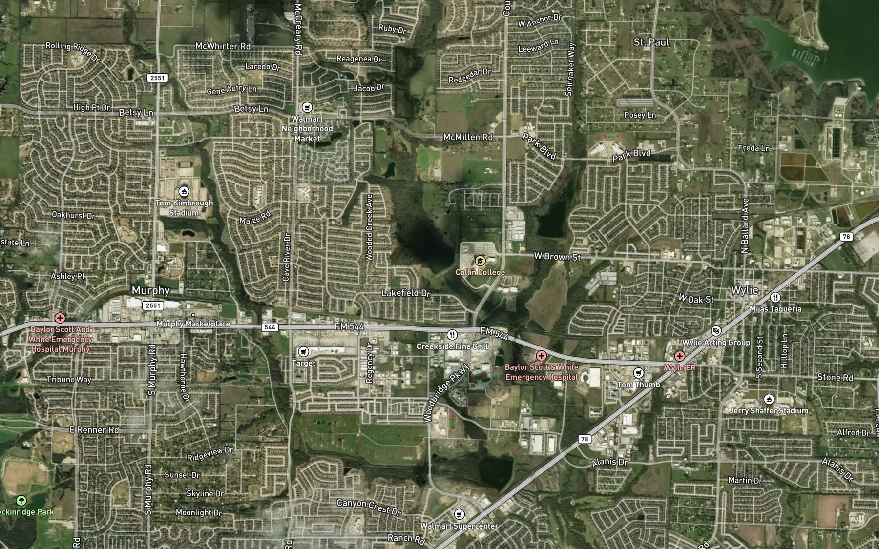 Satellite map of the Soil Conservation Service Site 4 Reservoir
