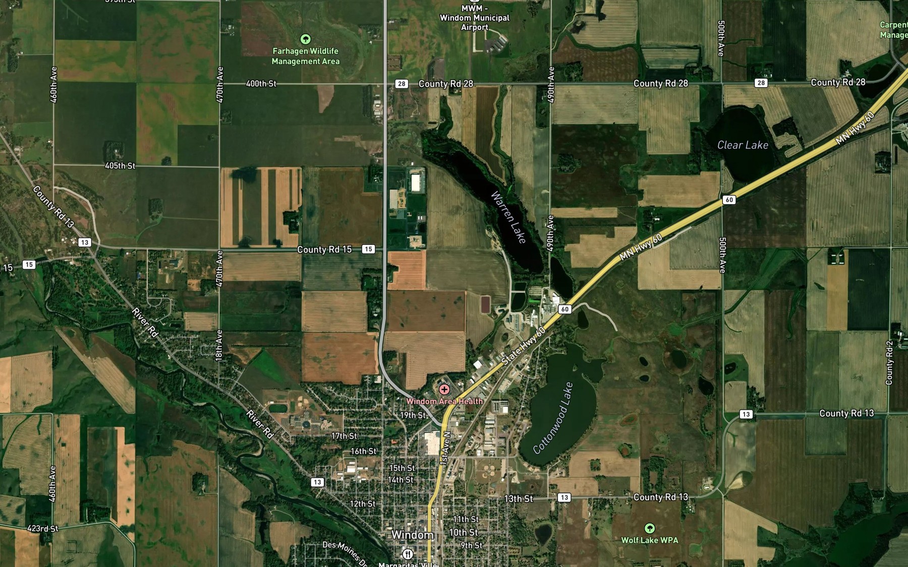 Satellite map of the Warren Lake