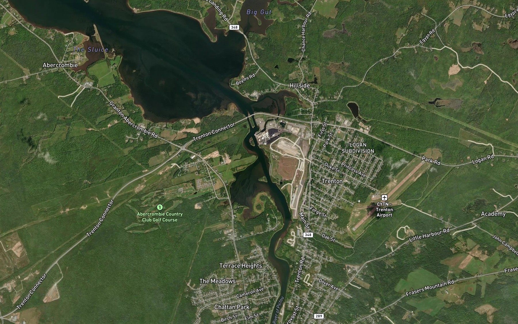 Satellite map of the Lowden Brook