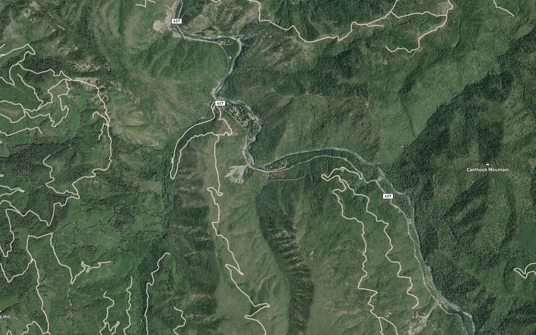Satellite map of the Boulder Creek