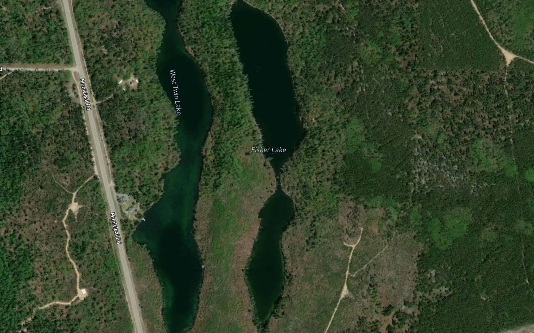 Satellite map of the Fisher Lake