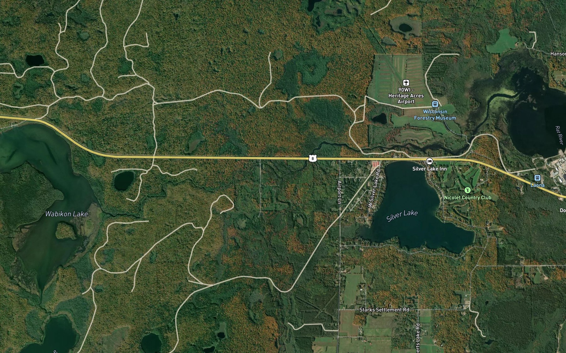 Satellite map of the Honey Creek