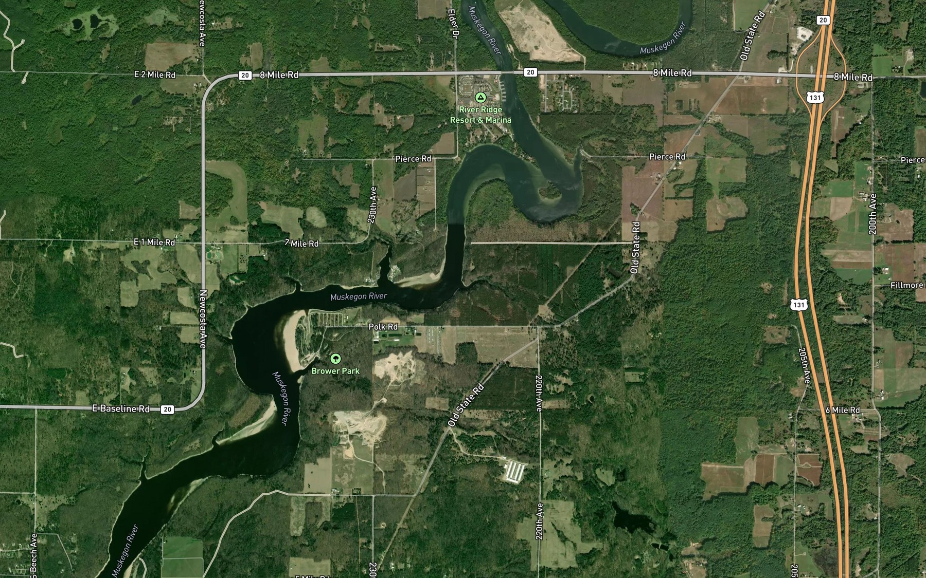 Satellite map of the Hodgers Creek