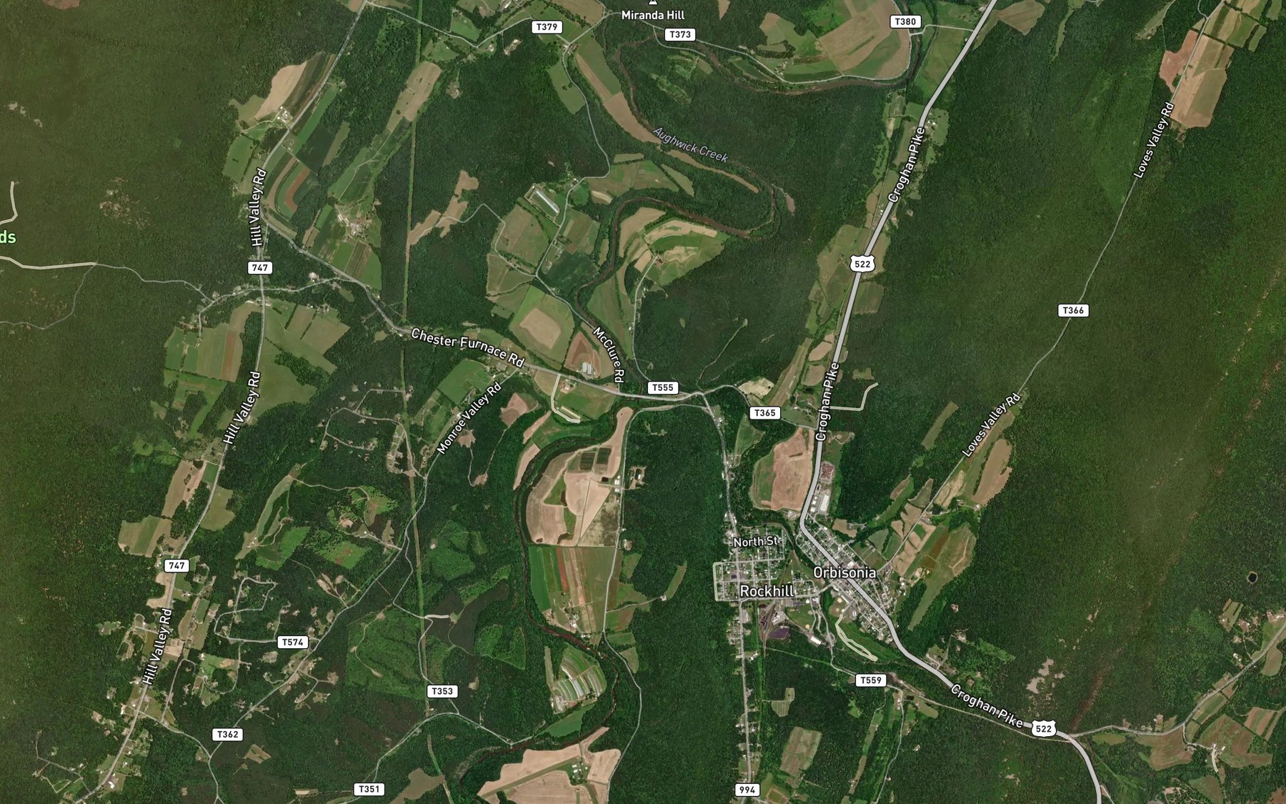 Satellite map of the Blacklog Creek