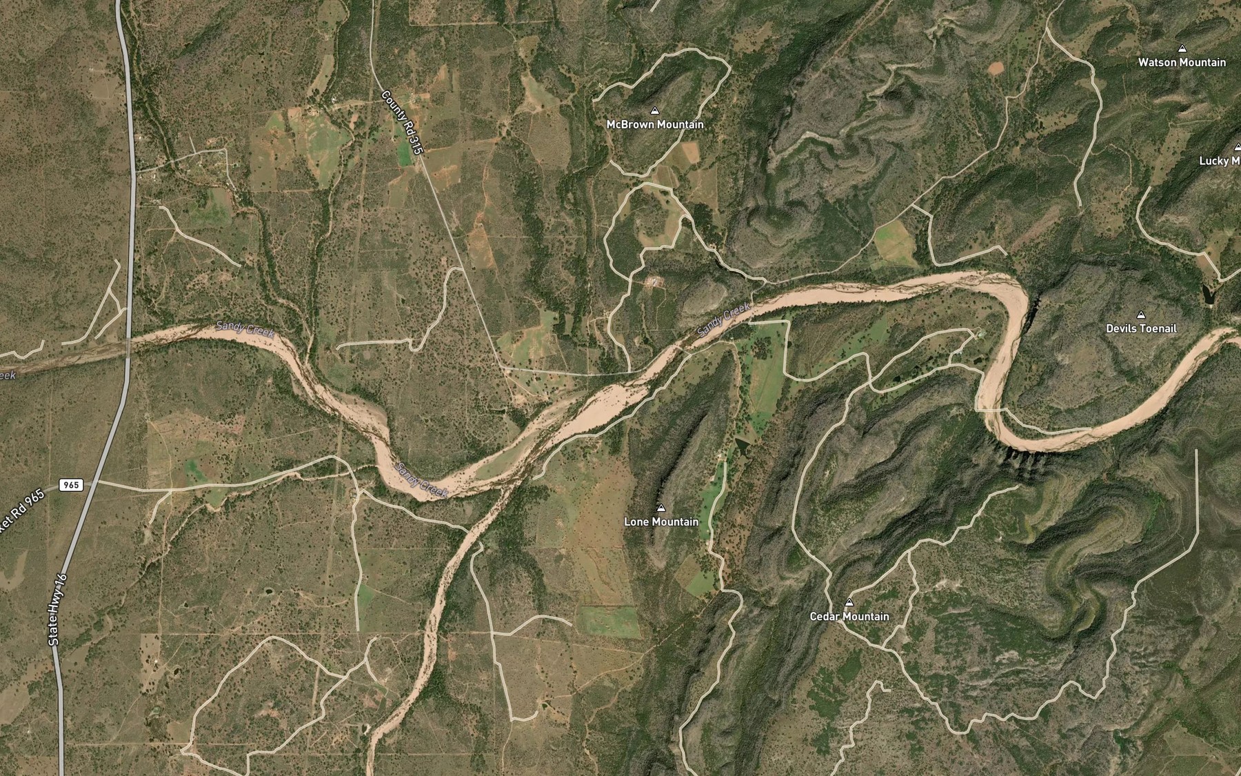 Satellite map of the Johnson Creek