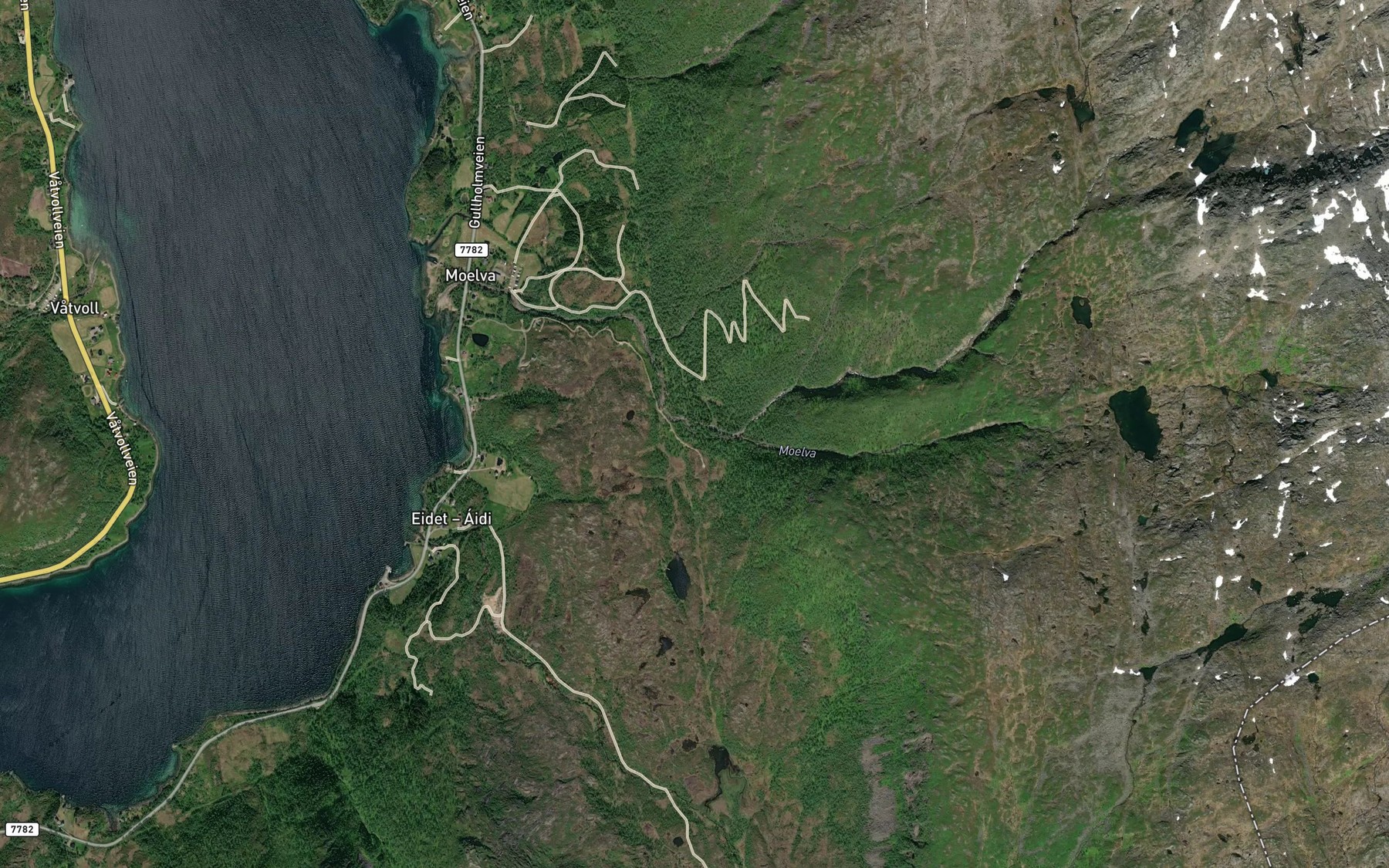 Satellite map of the Moelva