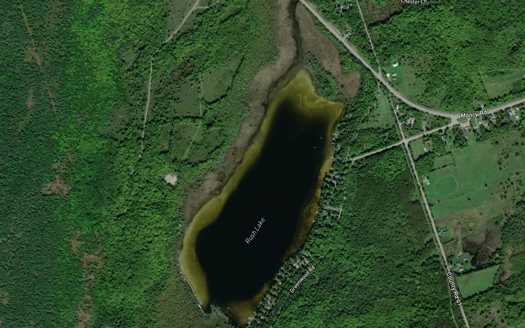 Satellite map of the Rush Lake