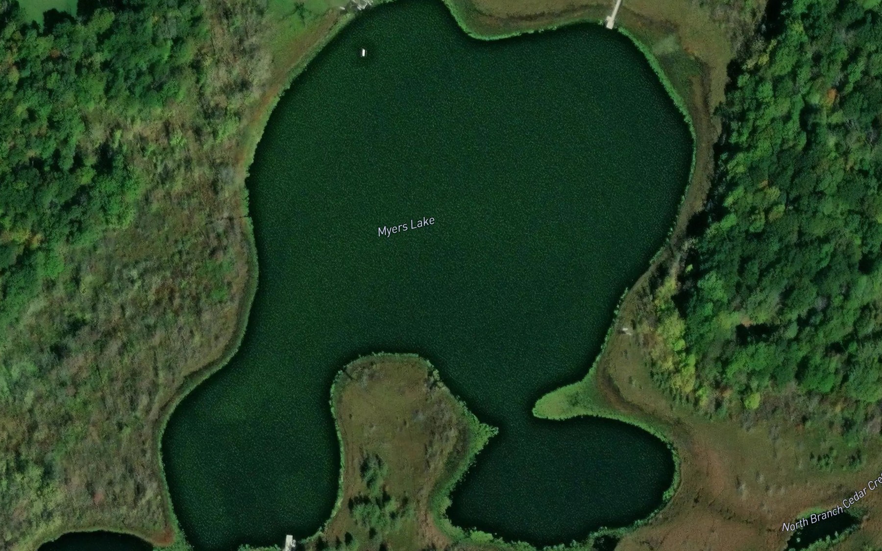 Satellite map of the Myers Lake