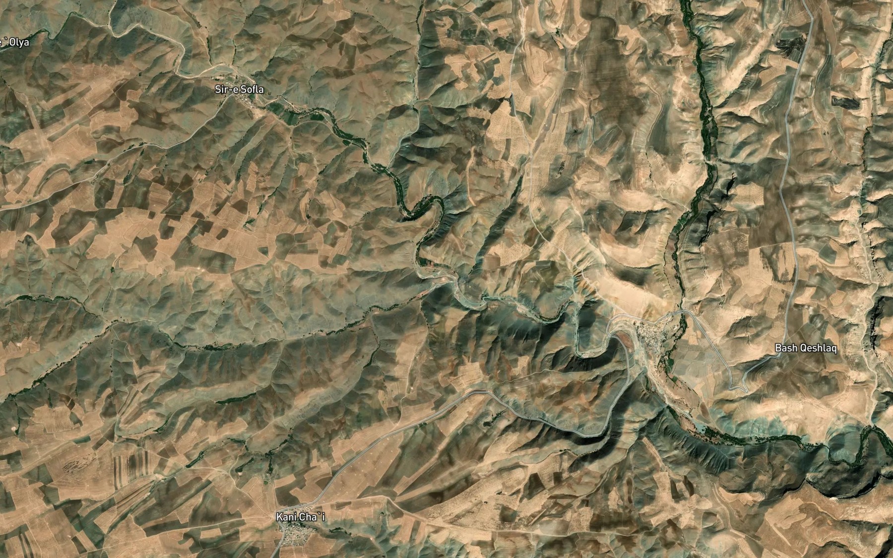 Satellite map of the Cham-e Sir