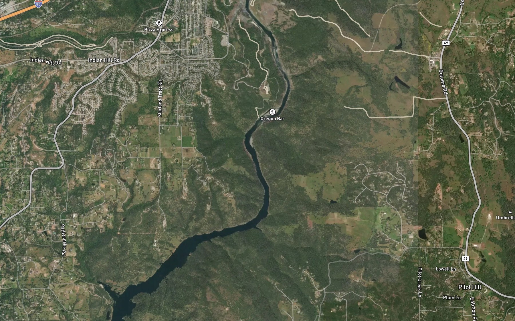 Satellite map of the North Fork Ditch